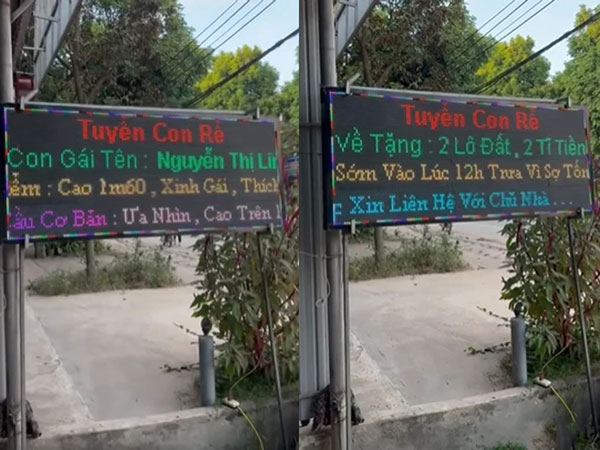 Hải Phòng là không lòng vòng: Bố vợ treo bảng LED tuyển con rể cao trên m65, không nhậu nhẹt, hứa cho 2 lô đất, tiền tỷ và 5 cây vàng
