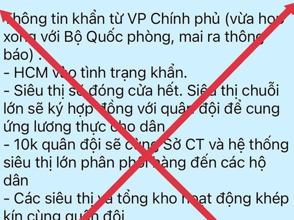 Thông tin 'TP.HCM trong tình trạng khẩn' là bịa đặt