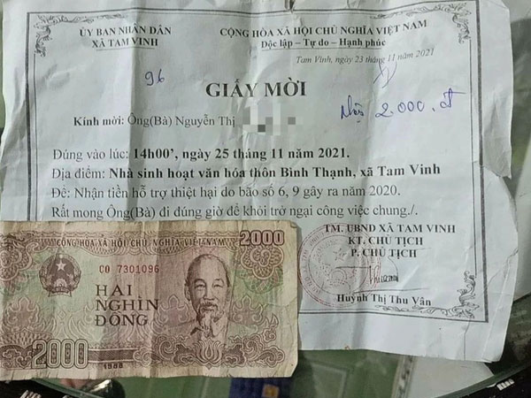 Vụ nhận 2.000 đồng hỗ trợ bão: 'Tôi quá bất ngờ, hỗ trợ như thế thì để làm gì?'