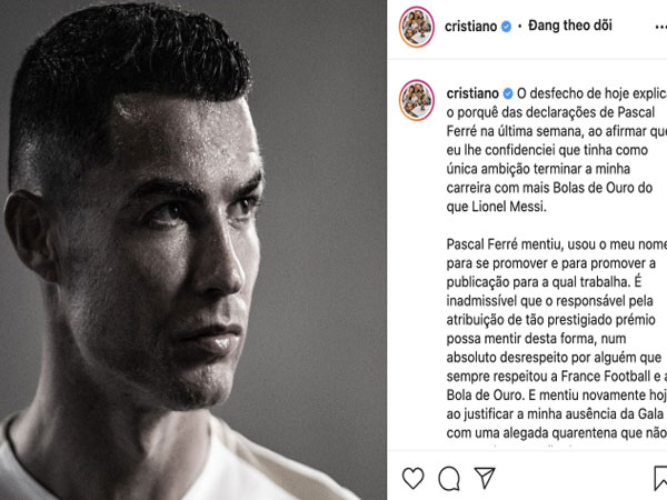 Ronaldo chỉ trích thậm tệ cha đẻ Quả Bóng Vàng
