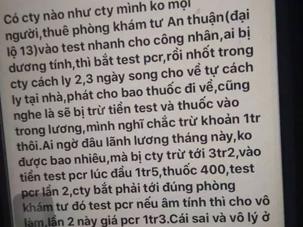 Diễn biến nóng vụ trừ tiền xét nghiệm RT-PCR với giá 'cắt cổ' ở Bình Dương