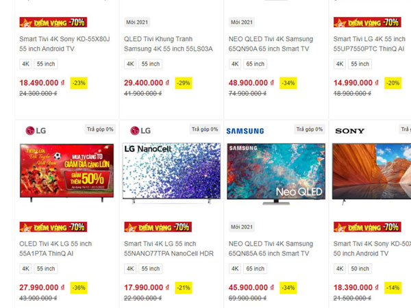 Tivi giảm giá gần 50%, có bóng đá lại sắp Tết mà vẫn ế