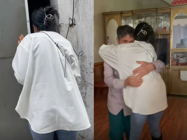 Về nhà giấu lịch trình, cô gái xuất hiện từ sau lưng khiến bố mẹ òa khóc vì bất ngờ