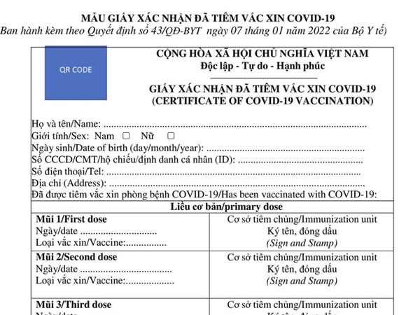 Vì sao mẫu mới giấy xác nhận tiêm vắc-xin Covid-19 có tới 7 mũi tiêm?