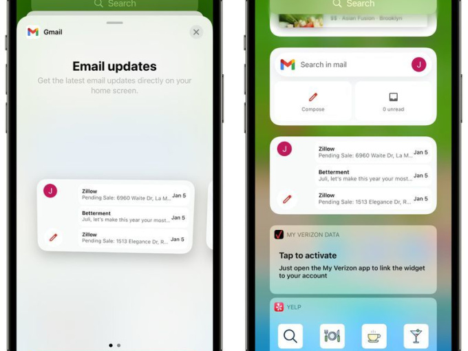 Ứng dụng Gmail trên iOS cập nhật widget như thế nào?