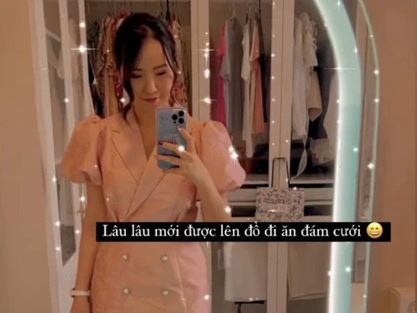 Bà xã thiếu gia Phan Thành lên đồ cực sang chảnh đi ăn cưới, nhan sắc xinh đẹp đúng chuẩn 'gái 1 con trông mòn con mắt'