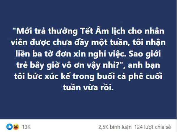 Sếp trẻ tố nhân viên ‘nhận thưởng Tết xong thì nộp đơn xin nghỉ việc’ là vô ơn, dân mạng phản pháo: Ơn nghĩa gì ở đây?