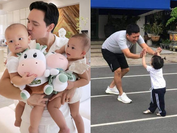 Hội các 'ông bố bỉm sữa' của Vbiz: Kim Lý một nách hai con, Trường Giang chơi đùa cùng ái nữ đến 'toát mồ hôi'