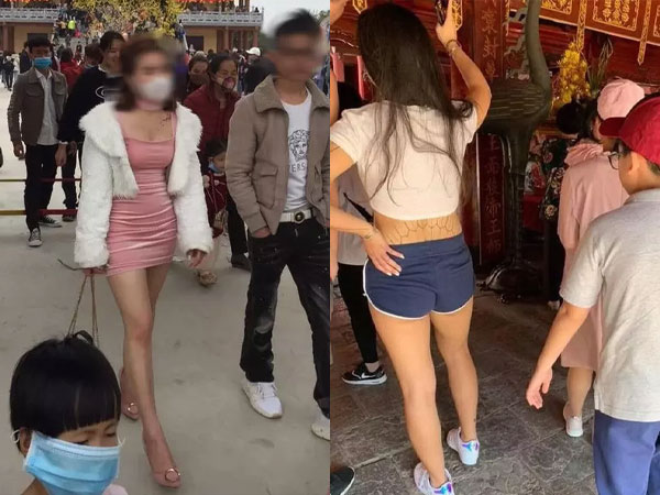 Muôn kiểu đi chùa 'lộ trên hở dưới' đầu năm người nhìn la oai oái
