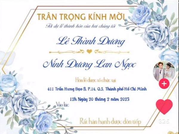 Xôn xao thiệp cưới của Ninh Dương Lan Ngọc và Ngô Kiến Huy, có thời gian và địa điểm rõ ràng