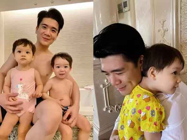 Cặp cháu nội song sinh của bầu Hiển càng ngắm càng yêu