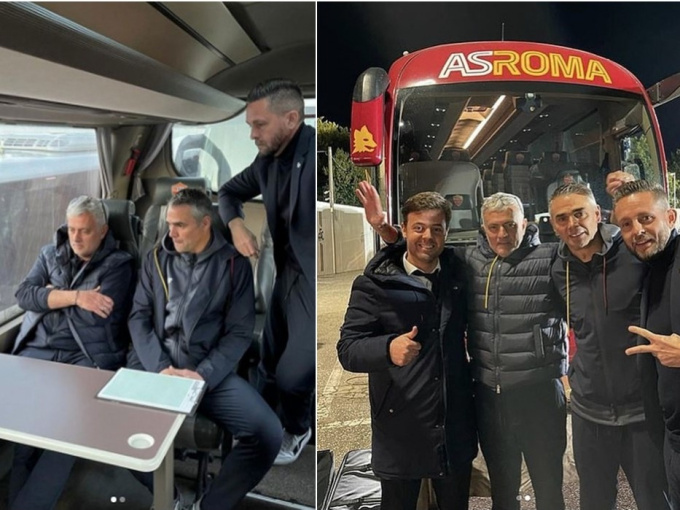 Jose Mourinho gây bất ngờ với màn chỉ đạo đội bóng từ xe bus