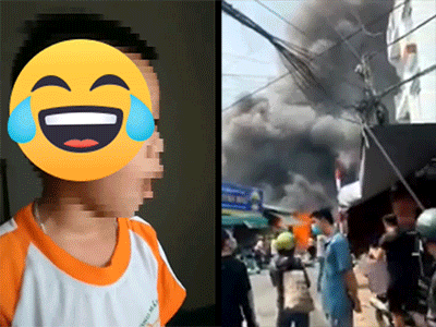 Cận cảnh bé trai nghi đốt xe đồ chơi gây cháy cả ki ốt