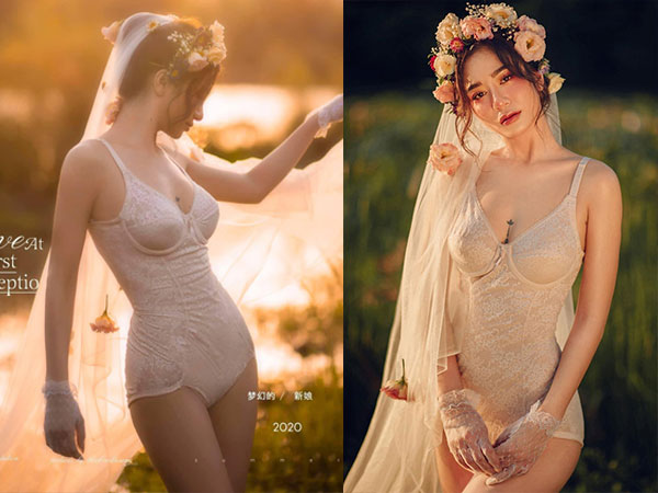 Hóa cô dâu phiên bản cực quyến rũ, gái xinh 'đất Mỏ' gây sốt