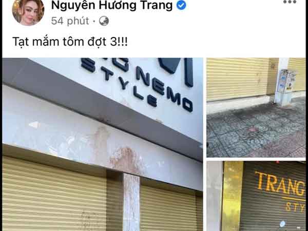 Shop Trang Nemo tiếp tục bị tạt mắm tôm đợt 3 trong đêm khiến nhiều người bức xúc
