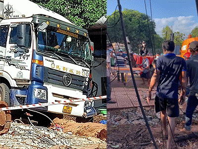 Hiện trường hỗn loạn vụ xe chở hạt điều lật vào quán ăn ở Bình Phước