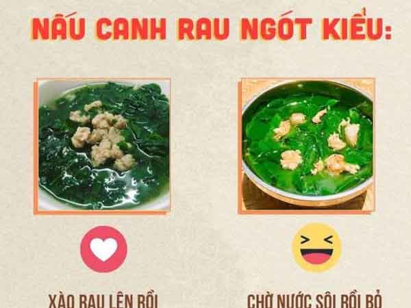 Nấu canh rau ngót nên xào rồi cho nước hay nước sôi mới cho rau vào khiến dân mạng nổ ra tranh cãi