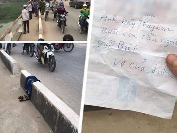 Để lại thư vĩnh biệt nhắn chồng nuôi con, người phụ nữ nghi nhảy cầu tự tử