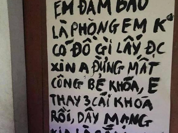 Đi thuê trọ 3 lần bị kẻ khóa, nam sinh phải để lại lời nhắn cho kẻ gian vừa thương vừa buồn cười