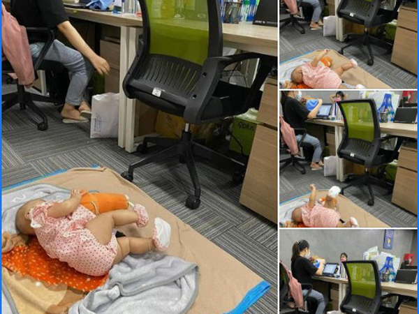 Mẹ đem con gái đang tập lẫy đến nơi làm việc nhờ đồng nghiệp trông giúp, dân tình khen 'cưng xỉu' nhưng người từng trải lại thấy xót xa