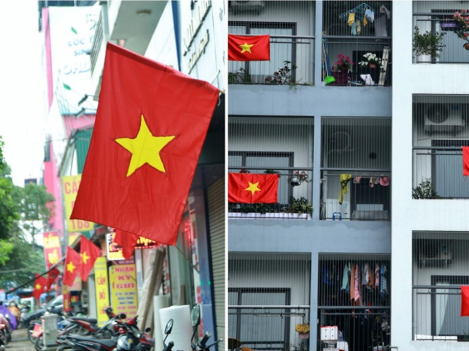 Ảnh: Hà Nội từ ngõ nhỏ đến chung cư cờ hoa rợp trời, nhà nhà từng bừng chào mừng ngày 30/4-1/5
