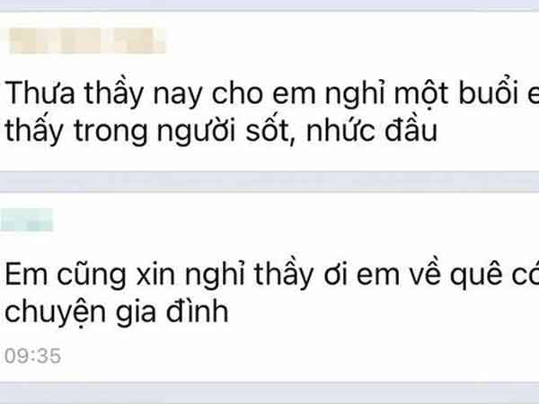 Học trò nhắn tin xin phép nghỉ học, đọc câu trả lời của thầy giáo mà ai nấy đều ngã ngửa