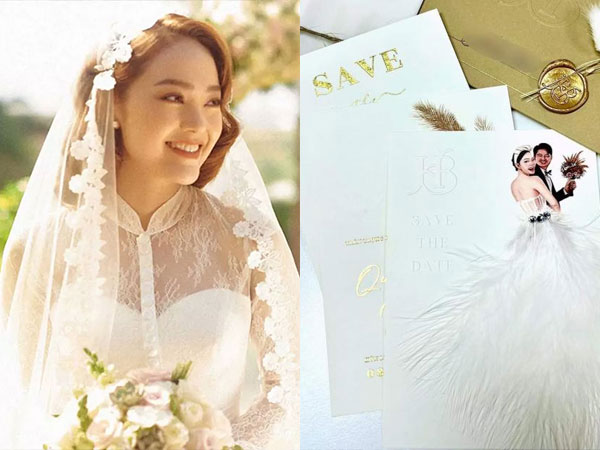 Cận cảnh thiệp cưới cực tinh tế của Minh Hằng, diện mạo ông xã tương lai chính thức được hé lộ