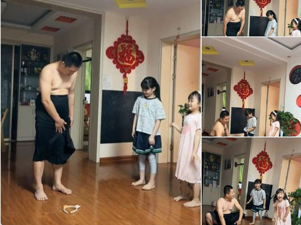 Bố dạy 2 con gái cách nhặt đồ thanh lịch khi mặc váy để không lộ hàng, 'tấm gương' so sánh khiến dân tình cười bò: Tối nay lại ngủ đất rồi bố ơi!