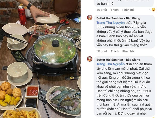 Quán buffet hải sản mang cân ra cân thức ăn thừa trước mặt khách để phạt tiền, chửi xéo khách 'ăn tham lấy cho lắm vào'