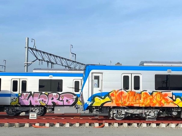 Hai đoàn tàu metro tại TP HCM bị vẽ bậy