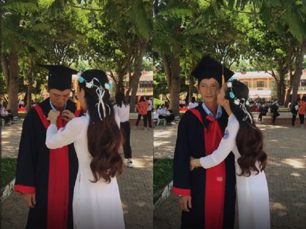 Khoảnh khắc nữ sinh dành tình cảm cho cha trong ngày tốt nghiệp khiến mọi người xúc động
