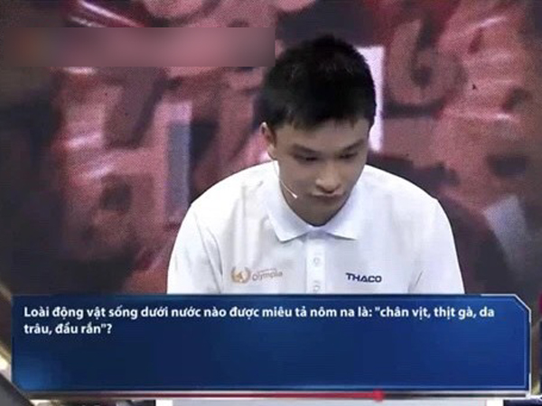 Câu hỏi 'chân vịt, thịt gà, da trâu, đầu rắn là con gì' đánh bại thí sinh Olympia