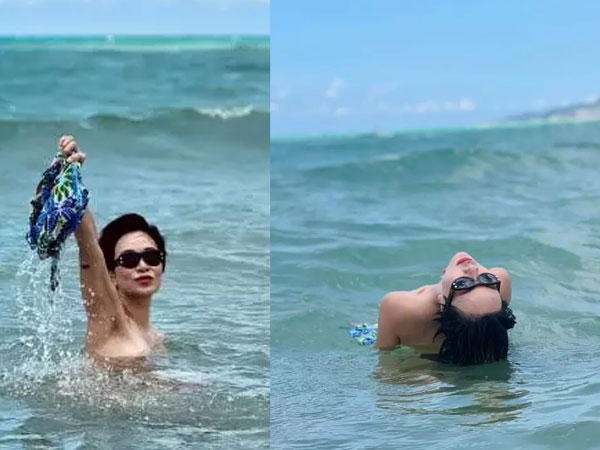 Uyên Linh lột đồ, tắm tiên giữa bãi biển công cộng gây sốc