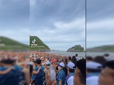 Video: Cát Bà 'vỡ trận', khách du lịch chen chúc tắm biển dịp cuối tuần