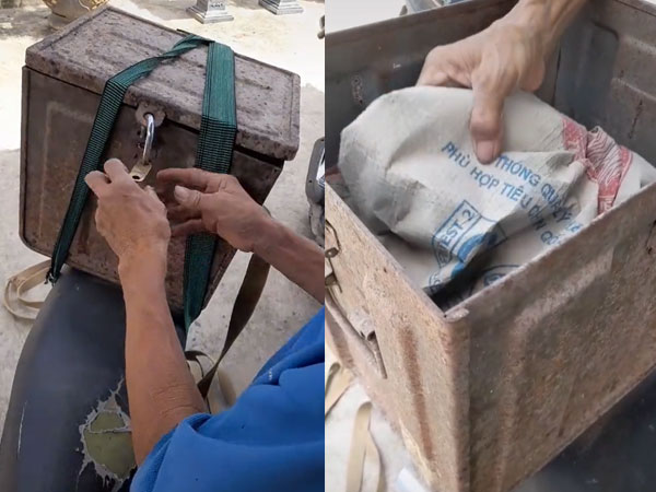 Ông chú 'ngụy trang' 460 triệu bằng bao xi măng bỏ trong thùng sắt cũ đem đi gửi ngân hàng khiến dân tình cảm thán: 'Ai bảo giàu là sướng'