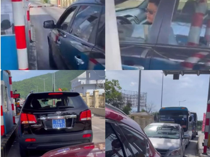 Xe biển xanh không chịu nộp tiền qua trạm thu phí trên đường đi viếng đám tang