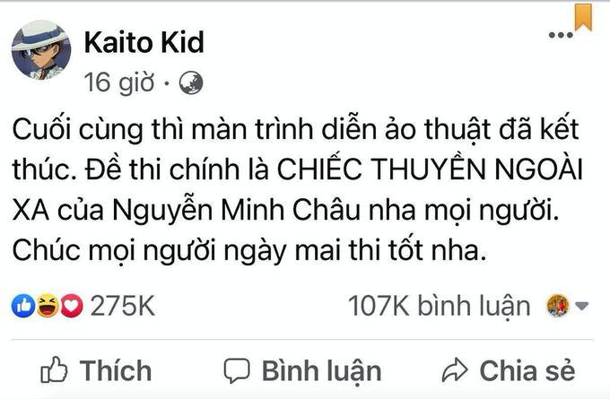Kaito Kid là ai mà 3 năm liền đoán trúng đề thi ngữ văn?