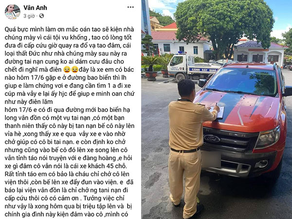 Nữ tài xế ở Quảng Ninh bức xúc vì giúp người gặp nạn đi cấp cứu nhưng lại bị gia đình nạn nhân kiện ngược