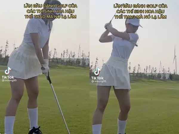 Tiktoker Lê Bống chơi golf mặc siêu ngắn, nhảy nhót suýt lộ điểm nhạy cảm