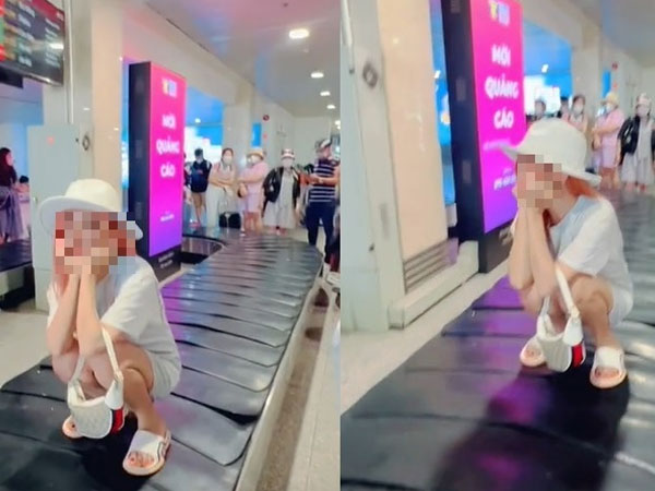 Bị chỉ trích vì 'thả dáng' trên băng chuyền hành lý, phản ứng của nữ TikToker khiến CĐM phẫn nộ