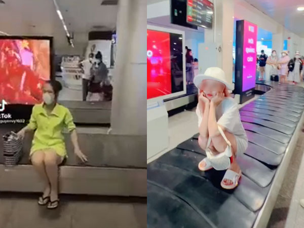 Đã xác minh được cô gái ngồi xổm trên băng chuyền hành lý ở sân bay, lại tiếp tục xuất hiện thêm 1 video khác