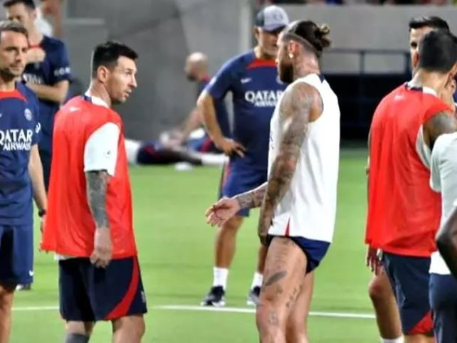 Messi nổi cáu vì bị Ramos chặt chém trên sân tập