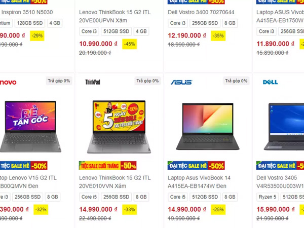 Laptop giảm mạnh tới gần nửa giá, chỉ từ 6 triệu đồng