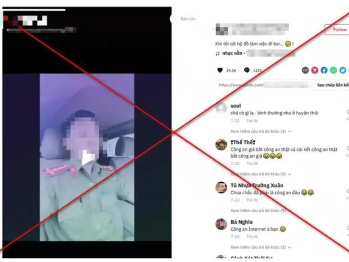 Thanh niên mặc trang phục công an đi bar rồi đăng tiktok câu view
