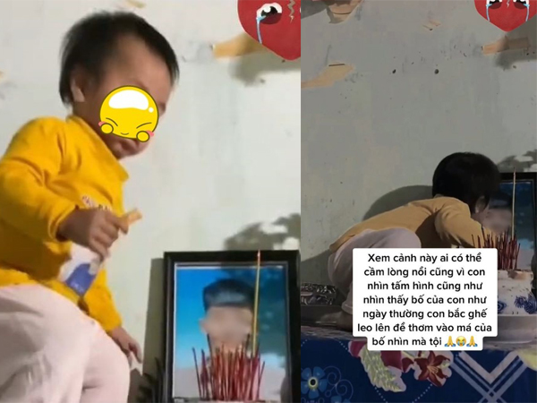 Con trai trèo lên bàn thờ, làm một hành động với di ảnh của bố khiến ai nấy nghẹn lòng