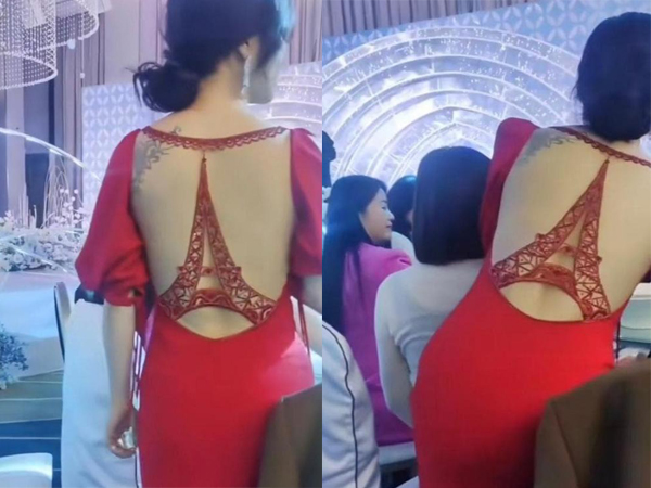 Mặc váy 'hở bạo' khi đi chúc rượu, cô dâu khiến cả hội trường không rời được mắt, cư dân mạng: 'Mẹ chồng có chấp nhận được không?'