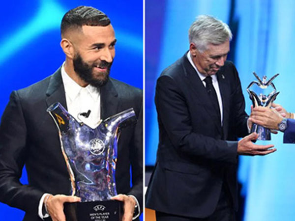 Benzema và Ancelotti cùng giành giải xuất sắc nhất năm của UEFA