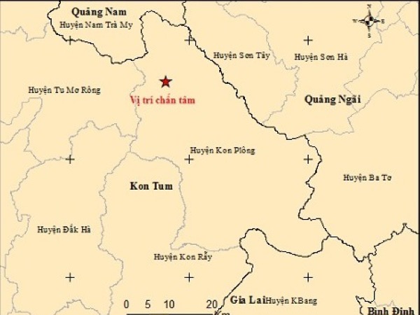 Lại liên tiếp xảy ra 3 trận động đất ở huyện Kon Plông, tỉnh Kon Tum