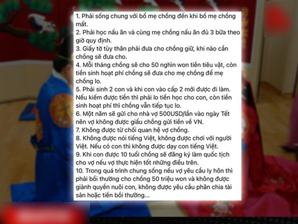 Hoảng hồn với bản 'hợp đồng hôn nhân' của một cô dâu Việt lấy chồng Hàn: Ủa rồi lấy chồng hay là bán mình đây?