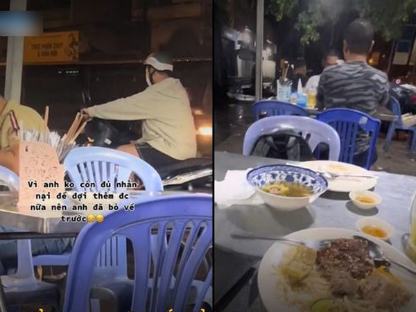 Đợi gần 1 tiếng mà bạn gái vẫn không ăn hết đĩa cơm, chàng trai quay xe đi về bỏ lại cô gái bơ vơ 1 mình ở quán